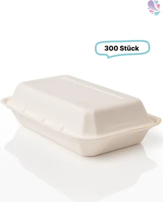 Produktbild von Lunchboxen aus Bagasse 300 Stück, to go, take away, biologisch abbaubar, umweltfreundlich