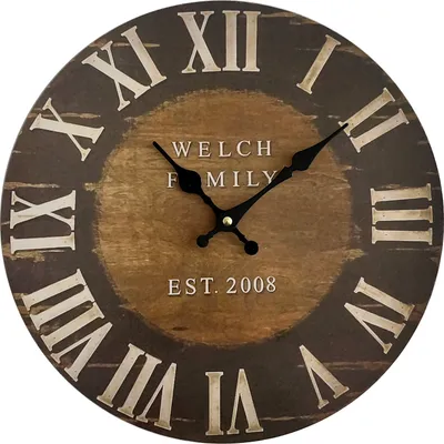 Produktbild von Rebecca Mobili Antike Wanduhr, Holz, braun und weiß ø 33,8 cm