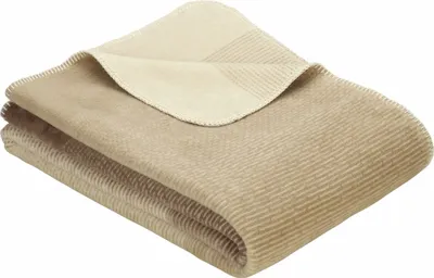 Produktbild von Ibena Kuscheldecke Toronto 150x200 cm - Baumwollmischdecke braun/natur zweifarbig, Wolldecke, Sofadecke kuschelweich
