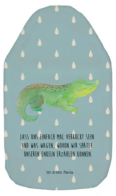 Produktbild von Mr. & Mrs. Panda Wärmflasche Krokodil - Blau Pastell - Geschenk, Bettflasche, Wärmflaschen mit Bezug, Wärmeflasche, Wärmekissen, Verrückt sein, Meer, Plüsch, Freundin