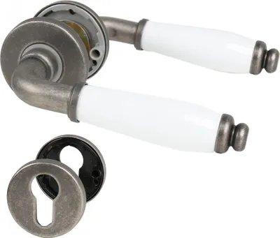 Produktbild von Türgriff Türklinke Türdrücker Griff Modell Firenze-weiss Messing Antik Grau Profilzylinder