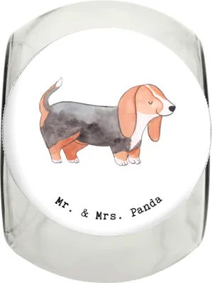Produktbild von Mr. & Mrs. Panda Dose Basset Hound Lebensretter L 870ml - Weiß - Geschenk, Vorratsglas, glasbehälter, Bonbonglas, Keksdose, Aufbewahrungsdose