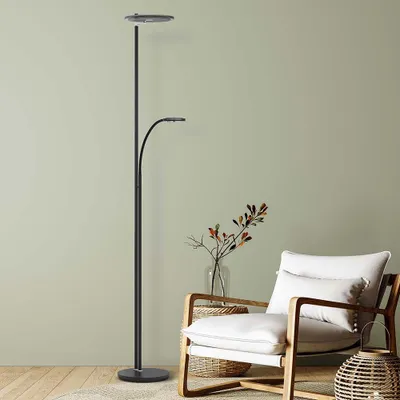 Produktbild von LED Deckenfluter, Lesespot, Touchdimmer, schwarz, H 187 cm