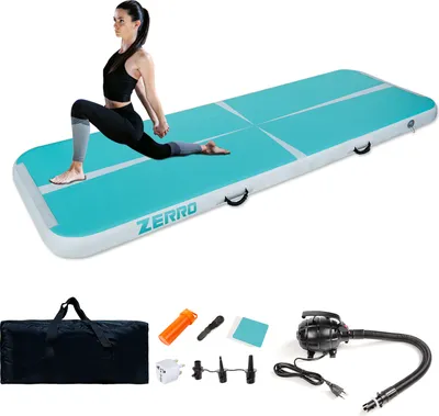 Produktbild von CCLIFE Air Tracking Matte Airtrack 3m Turnmatte Aufblasbar klappbar mit Elektrischer Luftpumpe Yogamatte Tumbling Matten Trainingsmatte 20 cm Blaugrün
