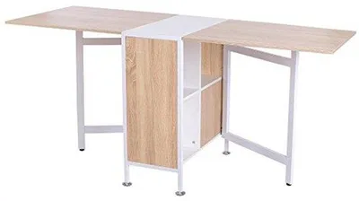 Produktbild von Klapptisch mit 4 Fächern - Eiche und Weiß 169 x 62 x 75 cm