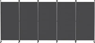 Image de Paravent UISEBRT à 5 panneaux, grand format 400 x 180 cm, noir, pliable, opaque, stable, pour séparer les pièces du salon, du bureau ou du jardin