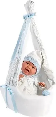 Productafbeelding van Llorens | Carletto Llorens - Baby pop met hangwieg, blauw, 42 cm