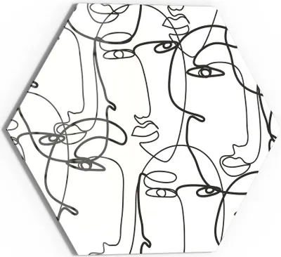 Produktbild von DEQORI Glasbild Echtglas 40x35 cm 'Linien formen Gesichter' Wandbild Bild modern Deko
