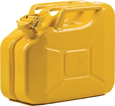 Obrázok produktu pre Kanister na palivo 10l žltý zinok RAL 1018 oceľový plech L345xŠ165xV275mm VALPRO
