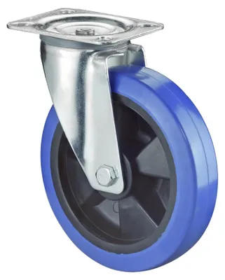 Image de BS Roulettes Roulette pivotante diamètre 200mm capacité de charge 300kg roue en caoutchouc plein élastique plaque 138x109mm - L400.B61.200