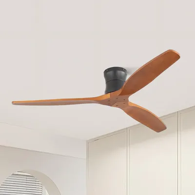 Produktbild von Sofucor Deckenventilator, 132 cm, Massivholz, ohne Leuchte und Aufhängung, braun