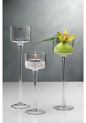 Image de Sandra Rich Porte-bougies en verre sur pied h.25cm