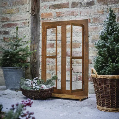 Produktbild von Gartendeko Fenster Metall Rost Optik 57x80cm