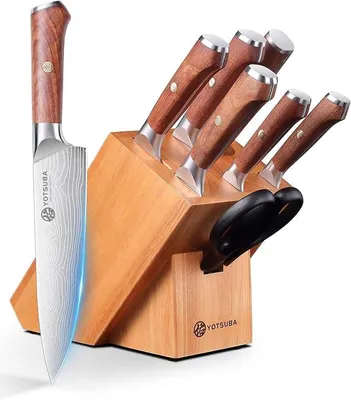 Imagen del producto de Bloque de cuchillos de 8 piezas, juego de cuchillos de cocina afilados, bloque de cuchillos con cuchillos