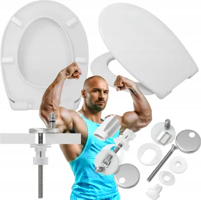 Produktbild von Robuster Universaler WC-Sitz, Oval, Absenkautomatik, Quick-Release – Belastbar bis 500 kg Klodeckel  Antibakterielle Klobrille Softclose