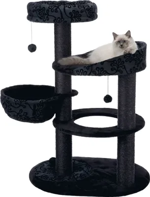 Produktbild von TRIXIE Kratzbaum Filippo, Katzenkratzbaum, Freistehend, Anthrazit, Schwarz, Plüsch, Sisal, 11 cm