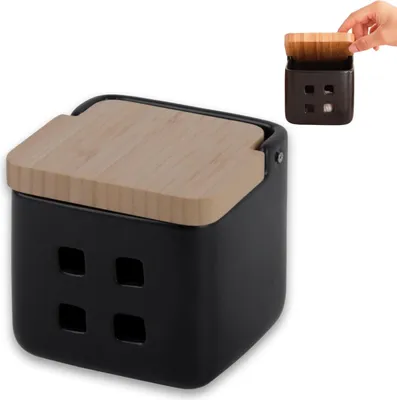 Image de Récipient pour l'ail - céramique avec couvercle en bambou - 1 pièce