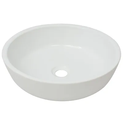 Image de vidaXL Lavabo rond en céramique blanc 42 x 12 cm