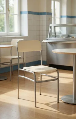 Immagine prodotto di Sedia versatile color beige con robusta struttura in metallo e grande comfort