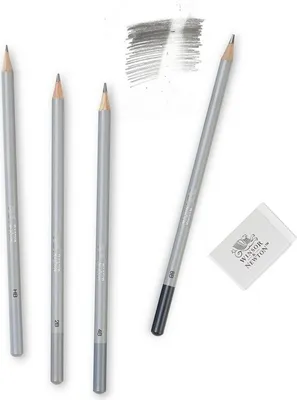 Obrázok produktu pre Grafitové tužky WINSOR & NEWTON, 4ks + guma