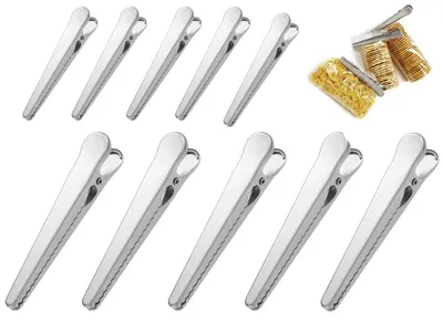 Produktbild von Frischeclips – 10 Stück – 11,7/8 cm – Hochwertige Verschlussclips – Edelstahl – Robuste Verschlussclips – Verschlussklammern – Beutelclips – Silber