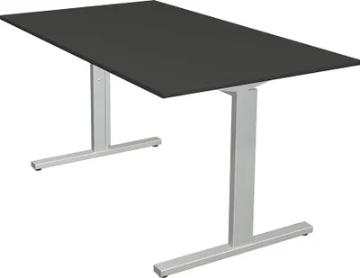 Zdjęcie produktu dla Biurko Kerkmann Form 2 140 x 80 x 70–82 cm, nóżka w kształcie litery T, kolor srebrny aluminiowy i antracytowy