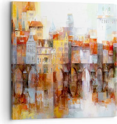 Produktbild von Bild auf Leinwand - Leinwandbild - Stadt Mietshaus - 70x70cm - Wand Bild - Wanddeko - Wandbilder - Leinwanddruck - Bilder - Kunstdruck - Wanddekoration - Leinwand bilder - Wandkunst - AC70x70-3476