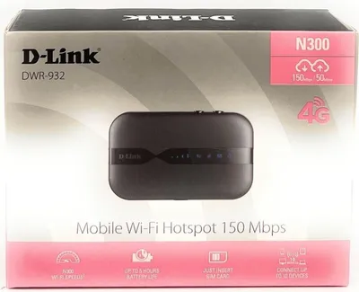 Zdjęcie produktu dla D-Link DWR-932, Wi-Fi 4 (802.11n), 3G, 4G, 4G, Czarny, Przenośny router