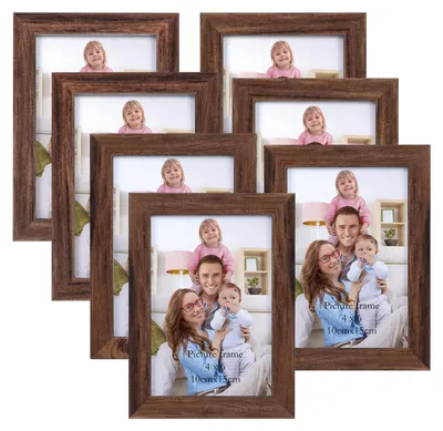 Obrázok produktu pre Sada 7 kusov rámikov na fotografie, rozmer 10x15 cm, vhodná pre fotografie a obrázky formátu 15x10 cm, farba: hnedá