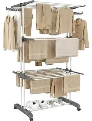 Obrázek produktu pro Sušák na prádlo - 3 úrovně - Skládací - 72x50x172 cm (Bílý, 72 x 50 x 172 cm)