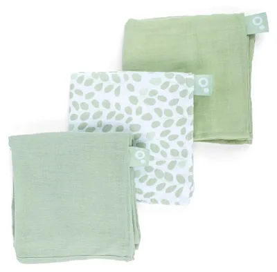 Produktbild von Doomoo 3er-Set Mulltücher Baby| 70x70 cm| Baumwolle| extra weich & saugfähig| Musselintücher Neugeborene| Spucktücher Baby | waschbar | Grün