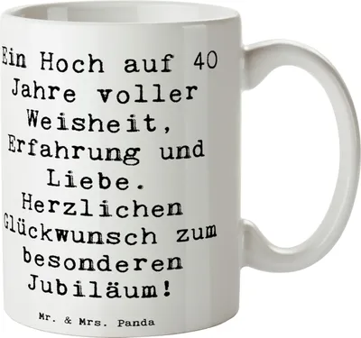 Produktbild von Mr. & Mrs. Panda Kaffeetasse Spruch 40. Geburtstag Weisheit - Weiß - Geschenk, Happy Birthday, Kaffeebecher, Jubiläum, Freude, Erfahrung, Pott, Becher, Lebensjahr, Tasse