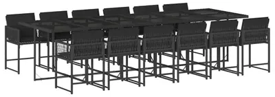 Produktbild von vidaXL 13-tlg. Garten-Essgruppe mit Kissen Schwarz Poly Rattan
