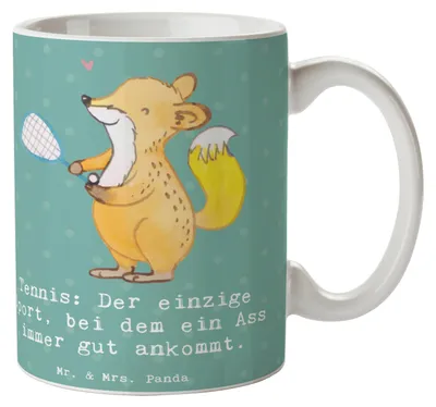 Produktbild von Mr. & Mrs. Panda Kaffeebecher Tennis Ass - Meeresbrise - Geschenk, Sportart, Bedruckte Tasse, Kaffeetasse, Teamsport, statement, Sportler, Humor, Teetasse, Ausrüstung