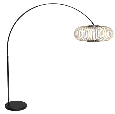 Produktbild von Mexlite - stehlampe - Flair - schwarz - bambus metall - bogenlampe - E27 - 4668ZW