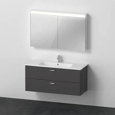 Image de Duravit Xbase, ensemble de meubles muraux, avec miroir LED, lavabo et meuble sous-lavabo, largeur 1200 mm, XB007804949