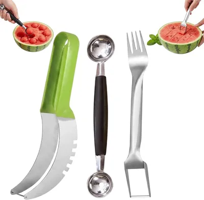 Produktbild von Melonenschneider Set aus Edelstahl für Obstplatten und Picknicks