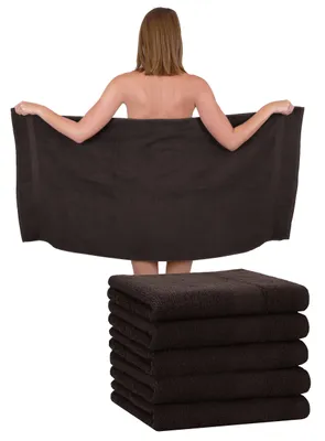 Produktbild von Betz 6 Stück Duschtücher 70 x 140 cm PREMIUM 100% Baumwolle Liegetuch Strandtuch   Farbe: dunkelbraun