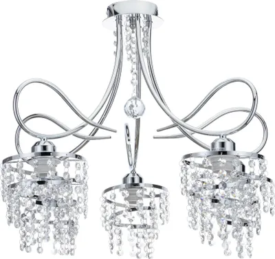 Zdjęcie produktu dla HowHomely lampa wisząca Crystal pięciokrotna srebrna 55x48 cm szkło stal chromowana