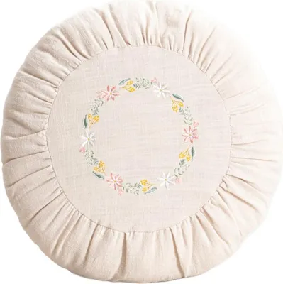 Obrázek produktu pro HOMLA BANF ecru bavlněný polštář s ozdobnou výšivkou 38 cm