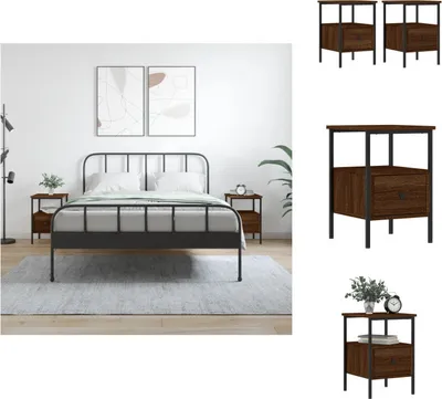 Produktbild von vidaXL Nachttische 2 Stk. Braun Eichen-Optik 34x36x50 cm Holzwerkstoff -  Nachttische