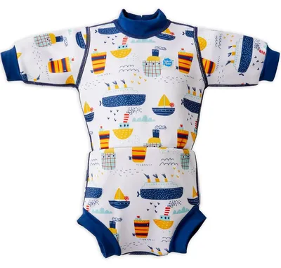 Produktbild von Splash About Babys Happy Nappy Wetsuit Einteiliger Badeanzug, Tug Boats