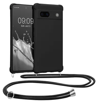 Produktbild von kwmobile Necklace Case kompatibel mit Google Pixel 7a Hülle - Cover mit Kordel zum Umhängen - Silikon Schutzhülle Schwarz
