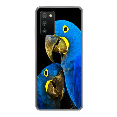 Produktbild von MuchoWow® Handyhülle Schutzhülle Hülle für Samsung Galaxy A03s Papagei - Vogel - Federn - Blau Silikon Softcase Handy Hülle - Schutz