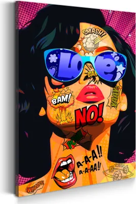 Produktbild von Graffiti Frau mit Sonnenbrille Girl Wandbild Leinwandbild Kunstdruck XL Wanddeko: 60x90x2cm