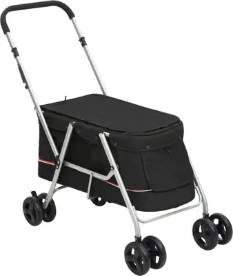 Produktbild von vidaXL Hundewagen Faltbar Schwarz 100x49x96 cm Leinenstoff