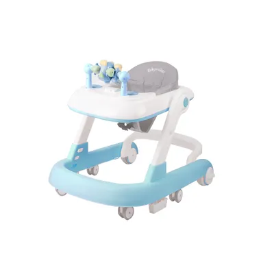 Produktbild von 2 in 1 Faltbarer Babywalker Lauflernhilfe, Höhenverstellbare Lauflernwagen mit Licht, Musik & Einstellbarer Geschwindigkeit Blau