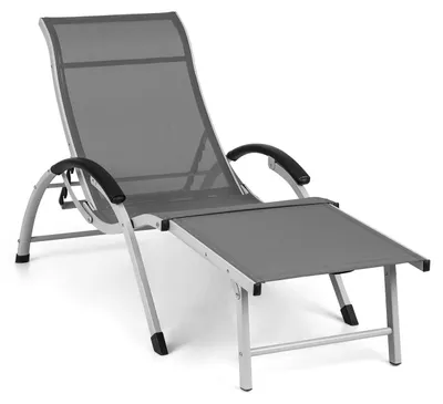 Zdjęcie produktu dla BlumfeldtSunnyvale, leżak ogrodowy z podnóżkiem, leżanka, aluminium, 4 pozycje
