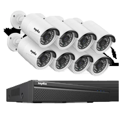 Produktbild von Sicherheitskamerasystem, 8MP Auflösung, Nachtsicht bis zu 30m, Keine, 8CH 8Stück 5MP
