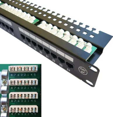 Produktbild von DATACOM Patch panel 24x RJ-45,Cat5e UTP, 19'' s vyvázáním, horní zářez